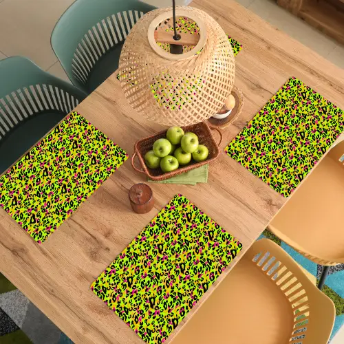 Dieren - Neon - Groen - Panterprint Placemat vinyl groot 368 -zzsfeer5_Kitchenyeah-website