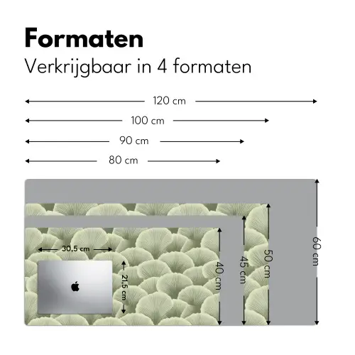 Waaier - Blad - Groen Muismat XXL klein 681 -sfeer5