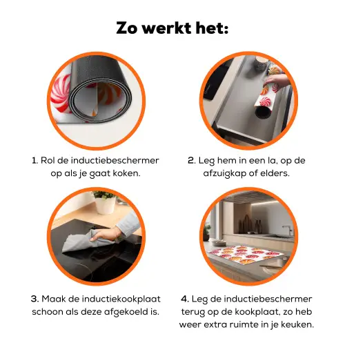 Snoep - Patroon - Rood - Oranje Inductie beschermer vinyl 3mm klein -zzzzzzz-td-werking