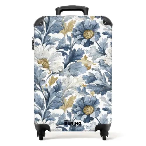 Barok bloemen patroon blauw NBS - Handbagage koffer - Volwassenen Unisex middel -productfoto_recht
