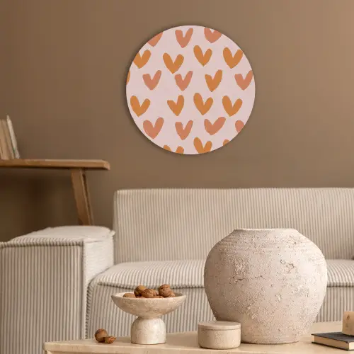 Hartjes - Getekend - Oranje Akoestische PET Vilt - Rond klein 838 -sfeer1