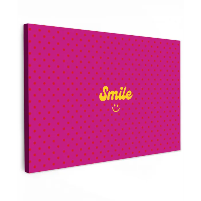 Smile - Stippen - Geel - Smiley - Roze canvas 2cm klein -z3d