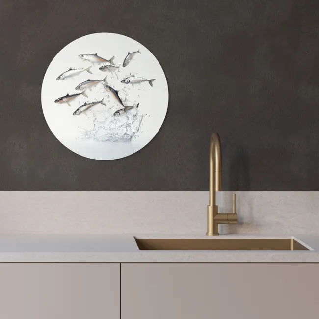 Vissen - Water - Wit KitchenYeah - Keuken - Wandcirkel Forex klein -sfeer1