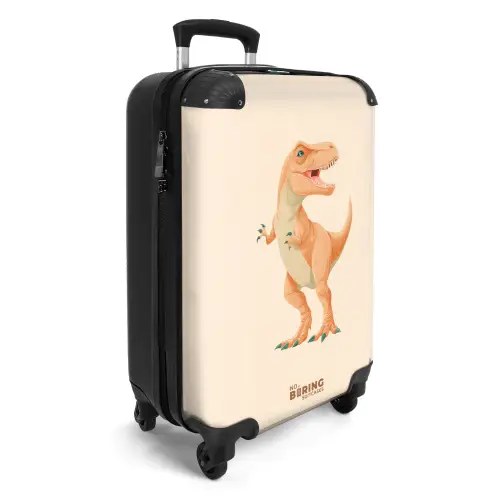 T-rex dino in oranje kleuren NBS - Handbagage koffer - Kinderen Unisex middel -productfoto_3d