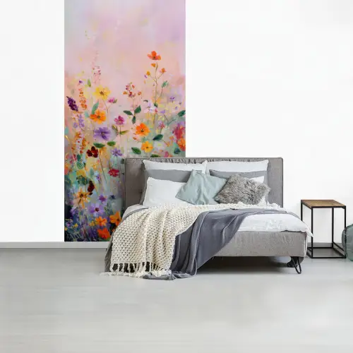 Schilderij - Bloemen - Abstract - Kleurrijk fotobehang vinyl groot -slaapkamer