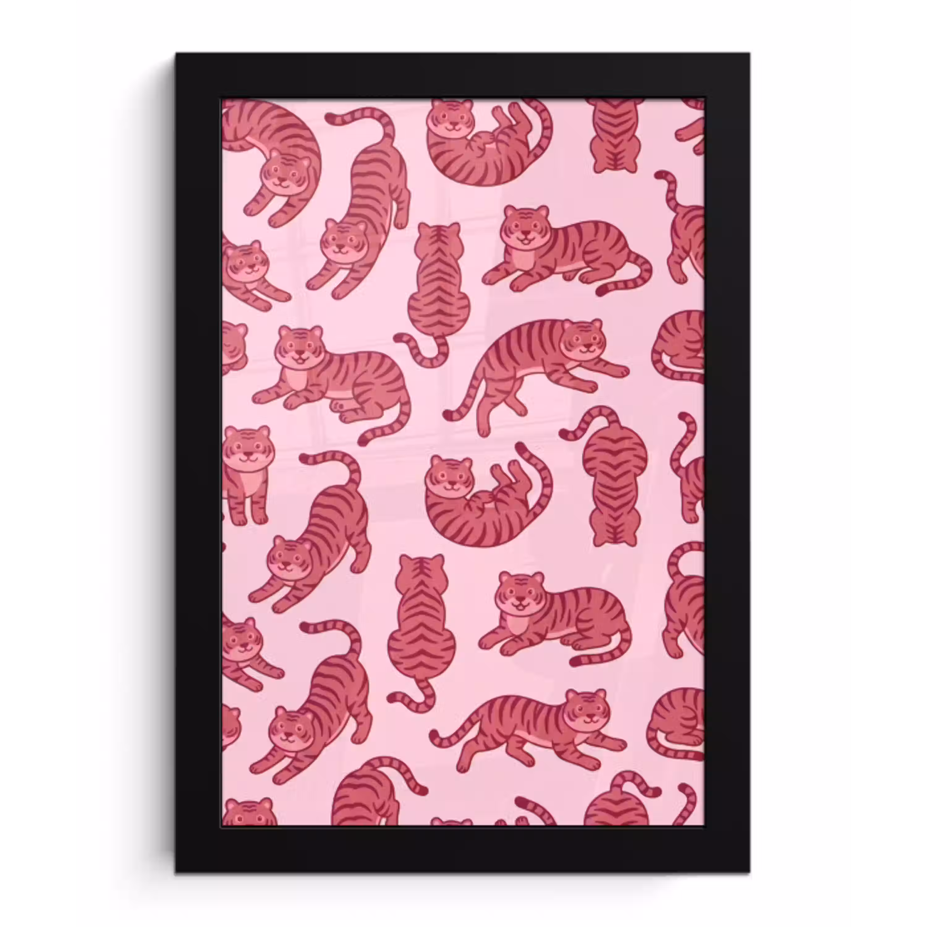 Dieren - Patroon - Roze - Speels - Cartoon fotolijst zwart zonder passe partout klein -3d