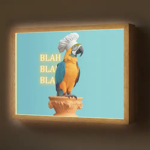 Papegaai - Koksmuts - Quote - Neon Light Box met batterij (Wandlamp) middel -z3d_website