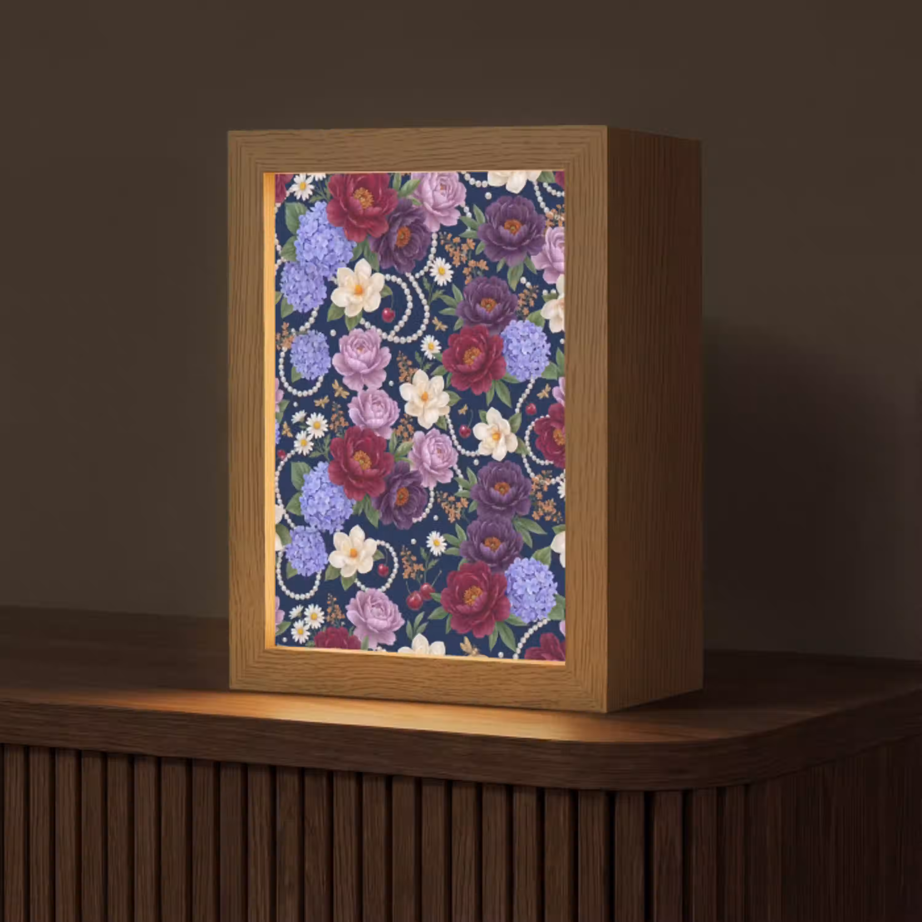 Bloemen - Parels - Decoratie - Modern - Blauw Light Box met kabel (Tafellamp) klein -z3d_website