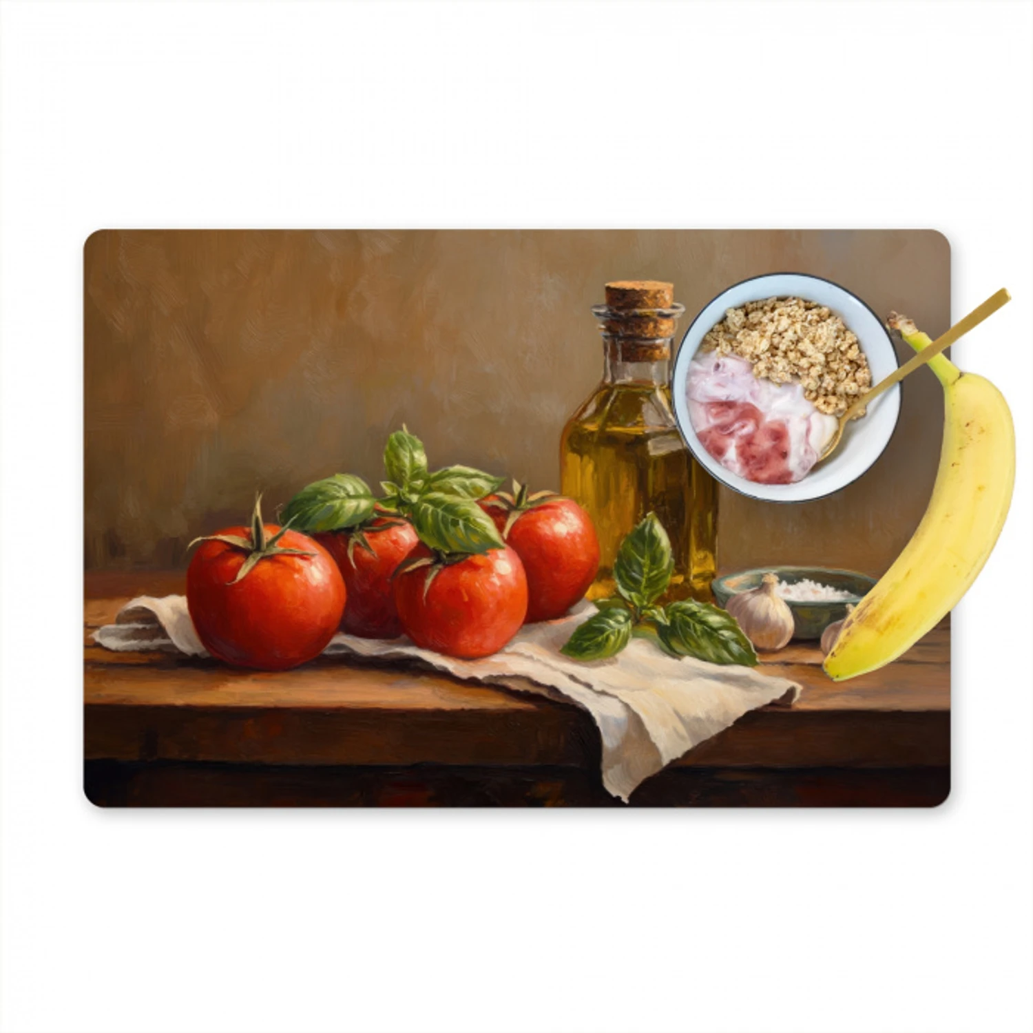 Tomaten - Olijfolie - Stilleven Placemat vinyl groot -zzzproduct_Kitchenyeah-website