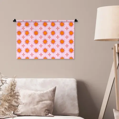 Zon - Patroon - Roze Wandkleed katoen klein 269 -sfeer4