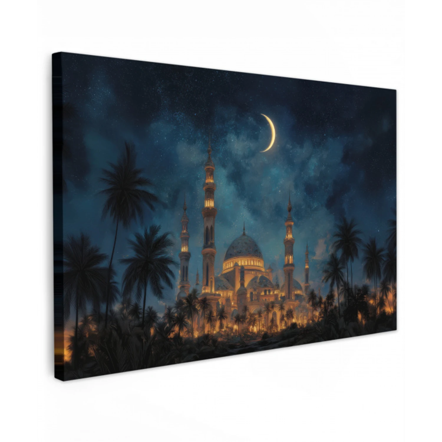 Sterrenhemel - Maan - Palmbomen canvas 2cm klein -z3d