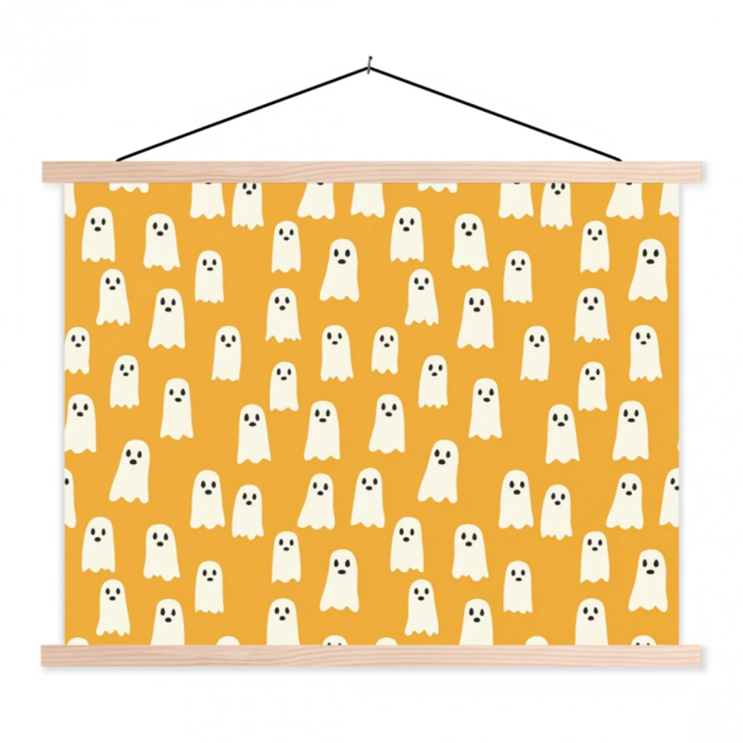 Halloween - Spookjes - Oker textielposter latten blank klein 122 -3d
