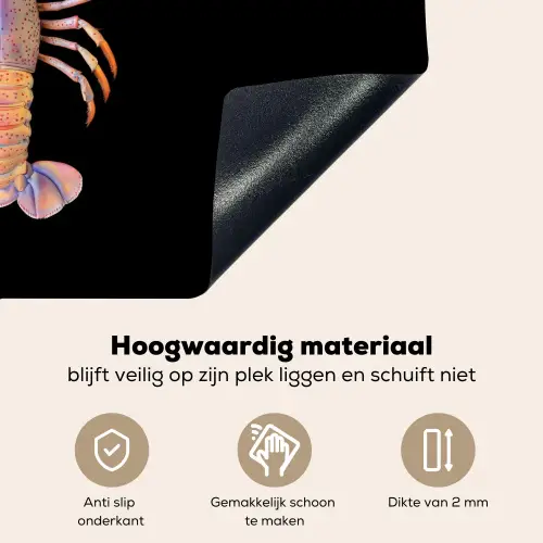 Kreeft - Roze - Zacht - Zwart Inductie beschemer met haakjes klein -ky-onderkant-nl