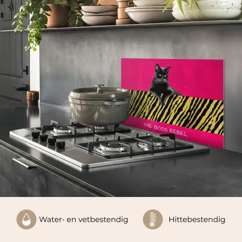 Kat - Baas - Roze - Tijgerprint keuken achterwand spatscherm klein -usp_NL