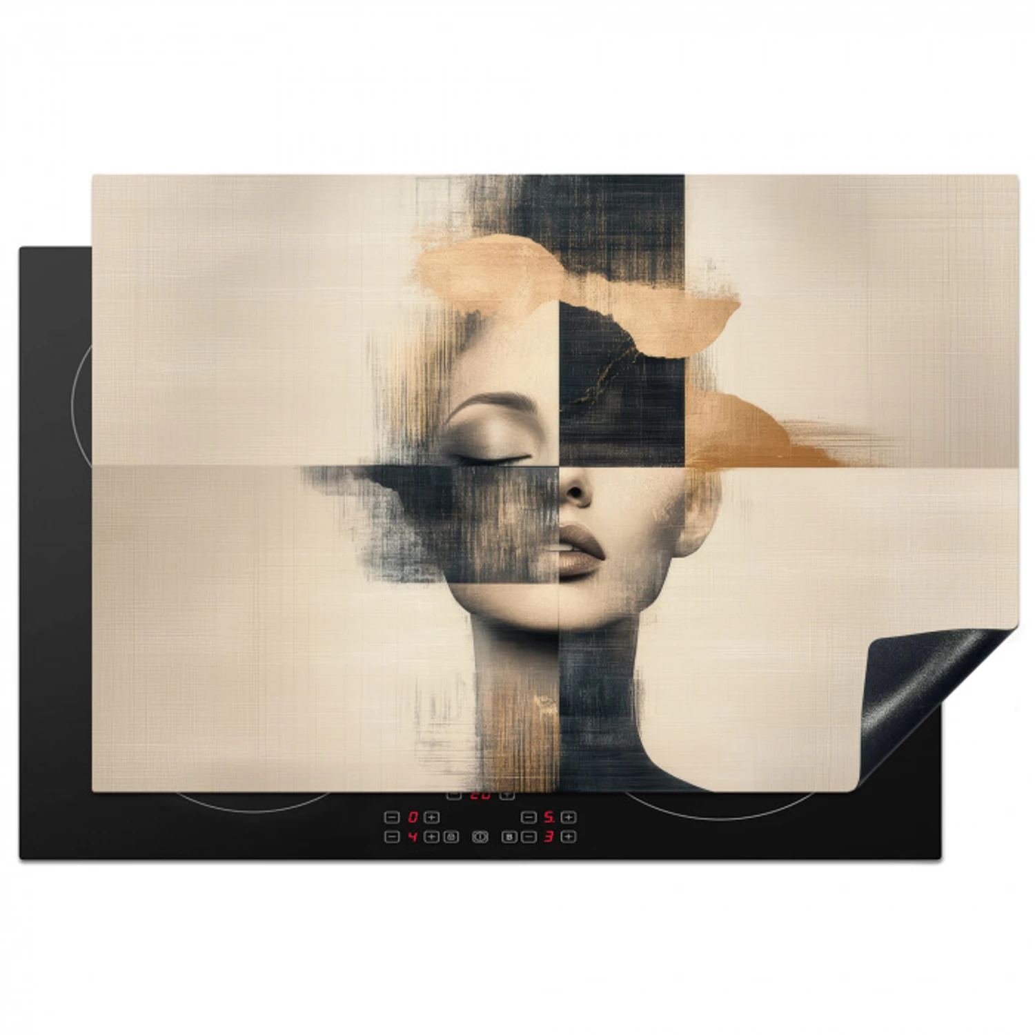 Goud - Vrouw - Rechthoeken Inductie beschermer vinyl 3mm klein -3d