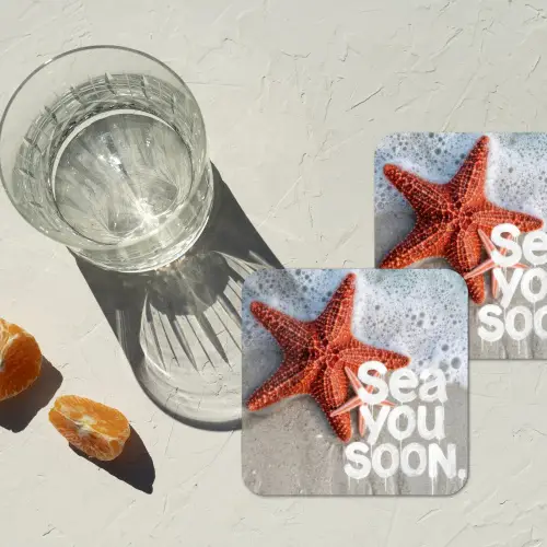 Sea you soon - Zeester - Zee onderzetter kurk middel -sfeer4