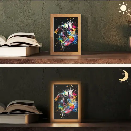Graffiti - Sport - Snowboarden - Wintersport Light Box met kabel (Tafellamp) klein -sfeer3