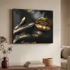 Lippen - Goud - Abstract - Zwart - Vrouw Textielframe zwart klein -sfeer3