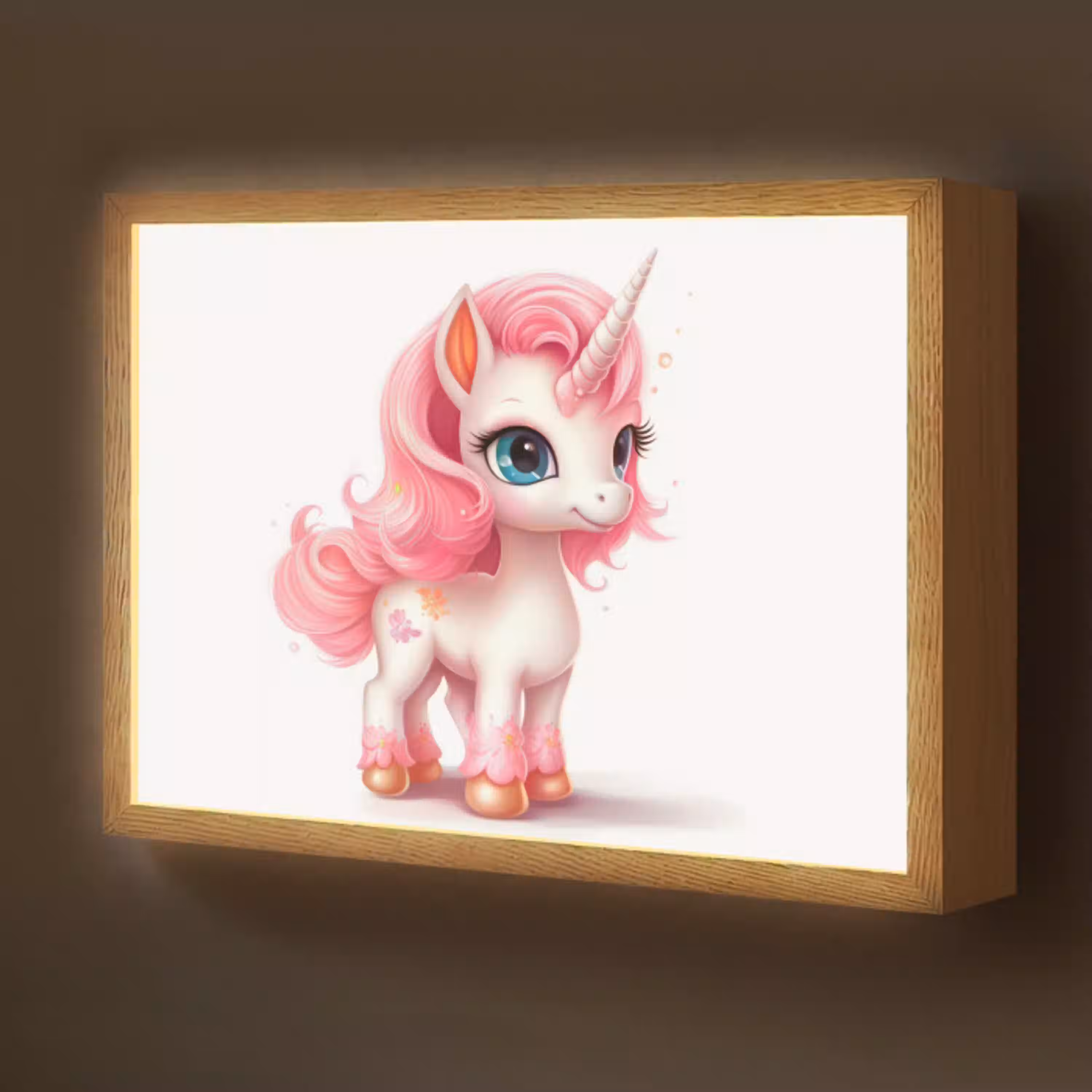 Unicorn - Meisjes - Kinderen - Eenhoorn - Roze Light Box met batterij (Wandlamp kind) middel -z3d_website