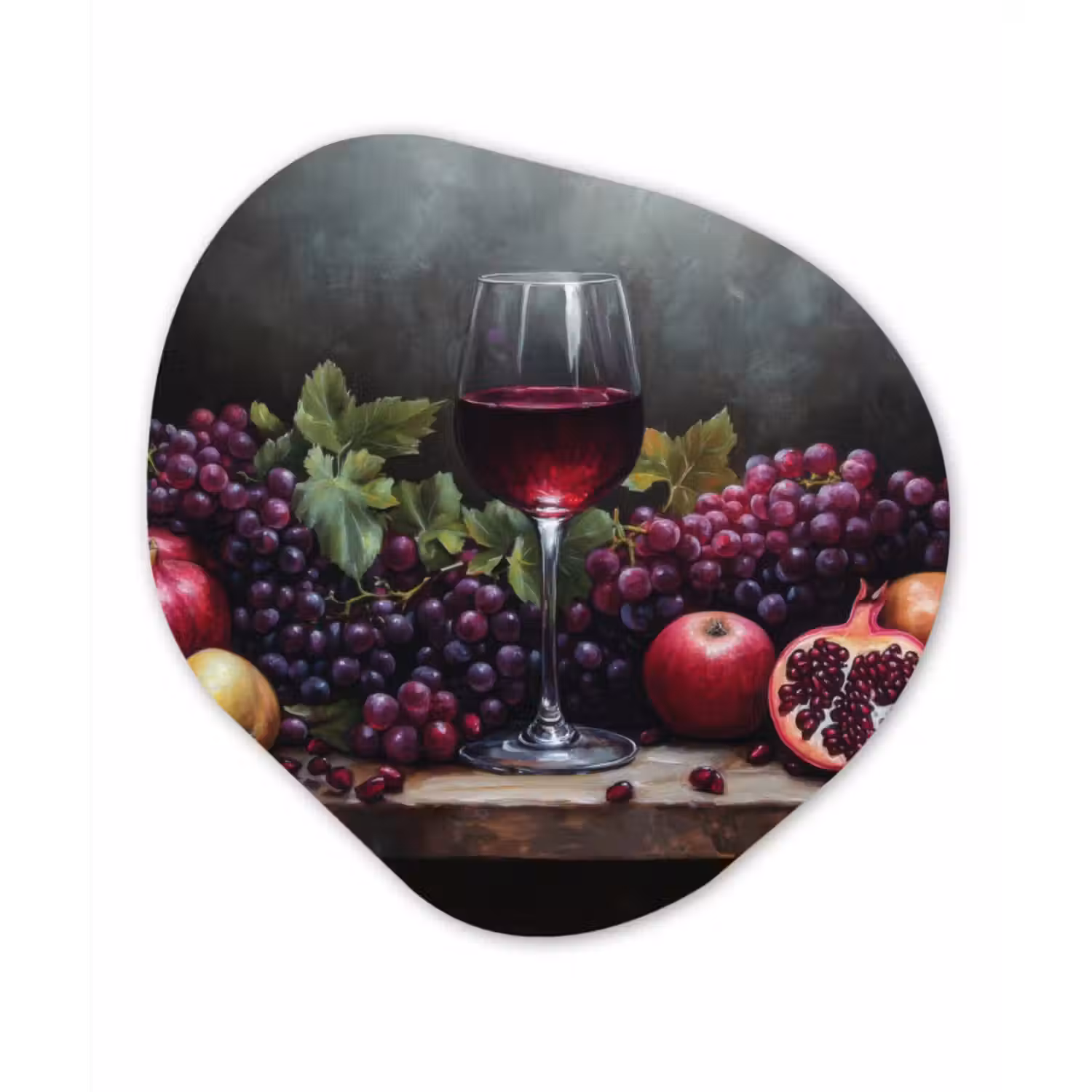 Organische vorm - schilderij - Aluminium - Wijn - Fruit - Stilleven
