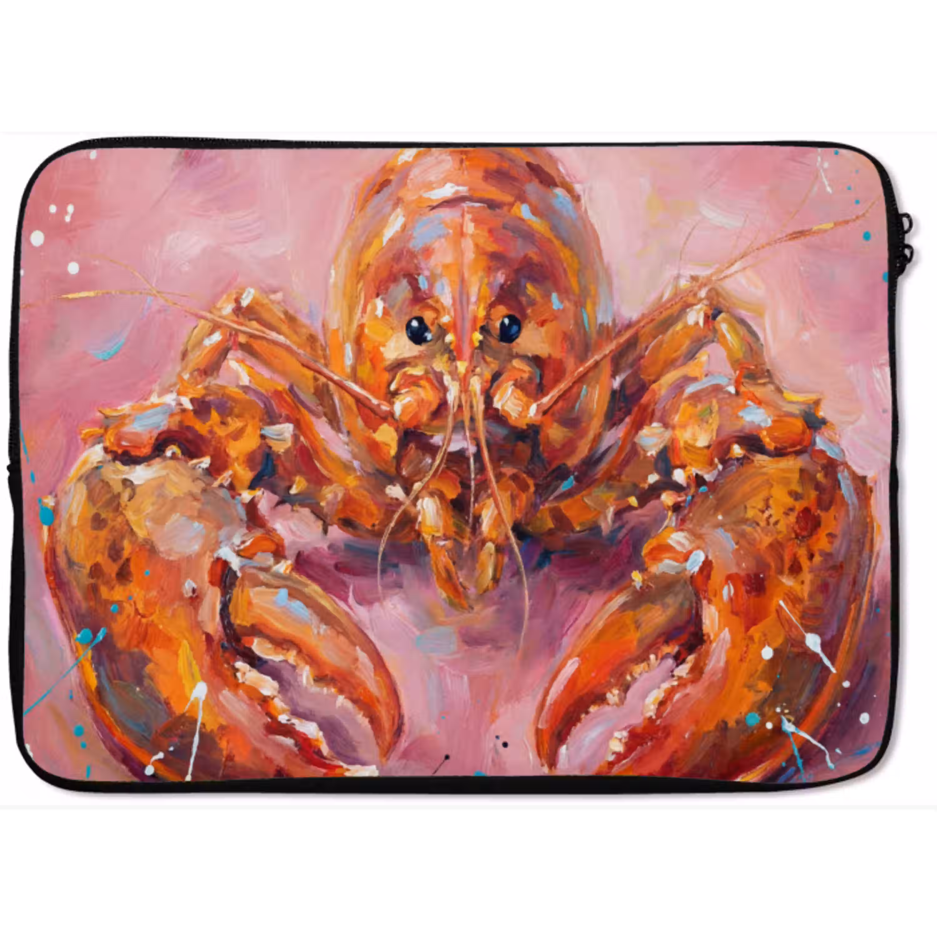 Zeeleven - Kreeft - Spatters - Abstract - Roze laptophoes neopreen klein -zkaufland3dotto
