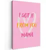 Mama - Quote - Hart - Roze Tuinposter op houten frame 2 cm dik middel -3d