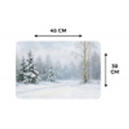 Bospad - Dennen - Sneeuw - Winter - Rustgevend Placemat vinyl groot -specs