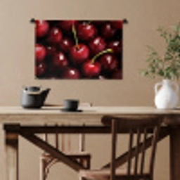 Rood - Fruit - Kersen Wandkleed katoen klein -sfeer6