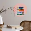 Boeken - Stapel - Kleurrijk Wandcirkel behangsticker klein -sfeer3