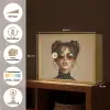 Vrouw - Beige - Bloem - Modern - Portret Light Box met batterij (Wandlamp) middel -USP_websiteoverzichtNL