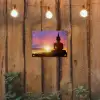 Boeddha silhouet bij zonsopgang tuinposter los doek klein -sfeer1