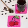 Kers - Roze - Fruit onderzetter kurk middel -sfeer2