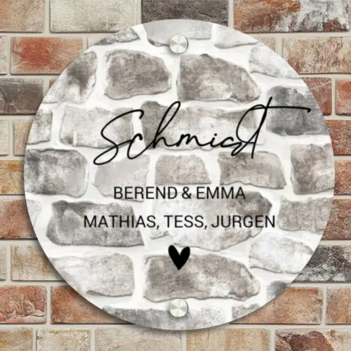 Natuurstenen - Sierlijk Naambord Rond klein -sfeer2