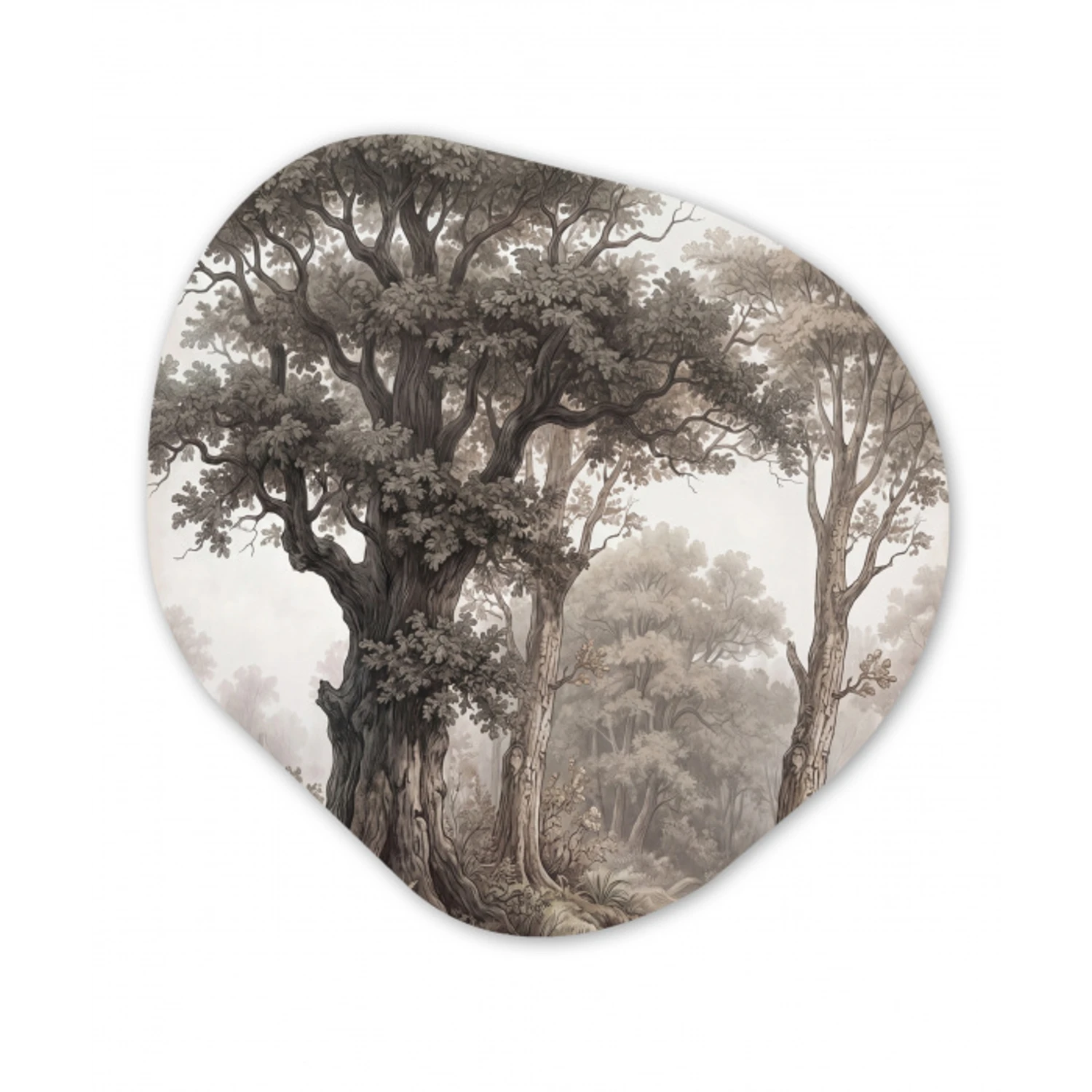 Natuur - Bos - Eik Wandcirkel Organisch Forex 3mm klein -3d