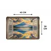 Doorkijk - Landschap - Bergen - Uitzicht - Raam Placemat vinyl groot -specs