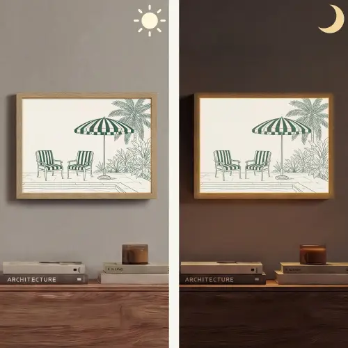 Terras - Illustratie - Groen Light Box met batterij (Wandlamp) middel -sfeer3