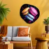 Macarons - Dessert - Graffiti - Kleurrijk - Roze - Blauw - Geel Wandcirkel Organisch Plexiglas middel -sfeer4