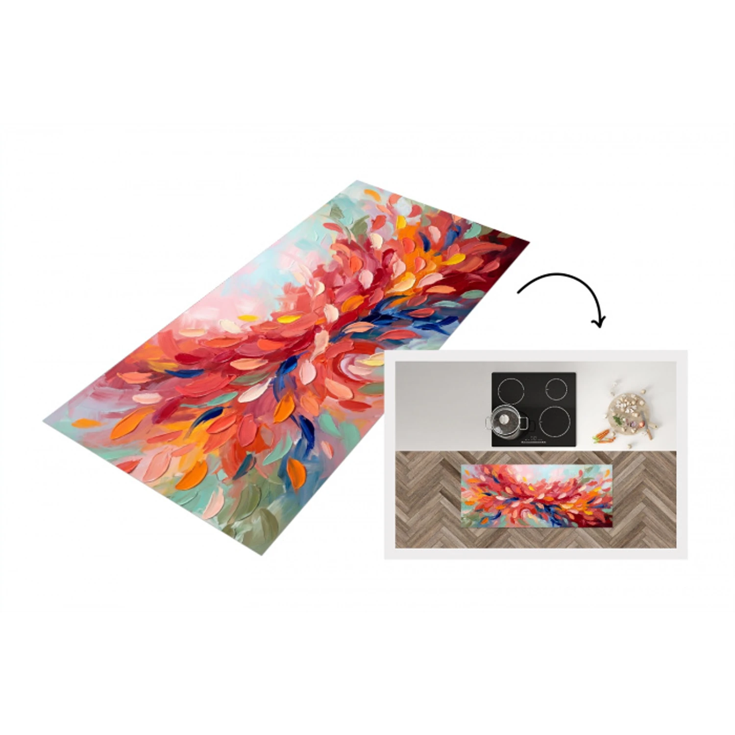 Bloemen - Abstract - Kunst - Modern Keukenloper - keukenmat middel -3d