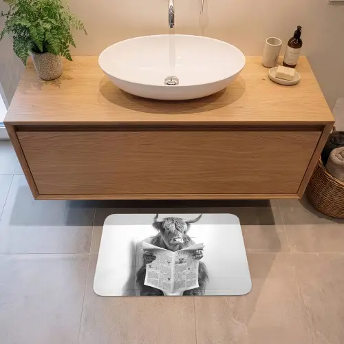 Schotse Hooglander - Dier - Krant - WC Badmat klein -sfeer1