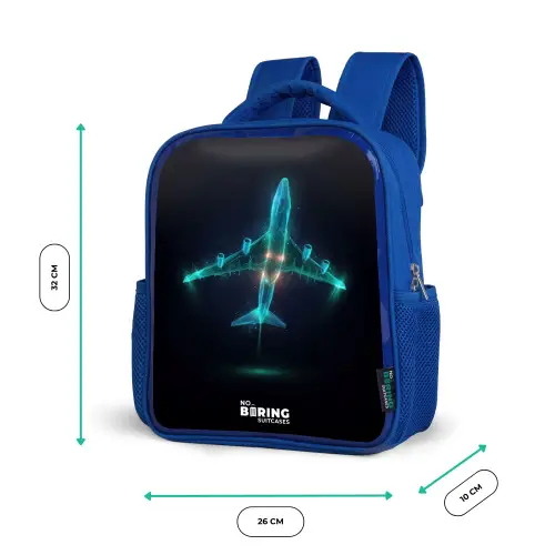 Lichtgevend vliegtuig Kinderrugzak - Blauw middel -productfoto_formaten