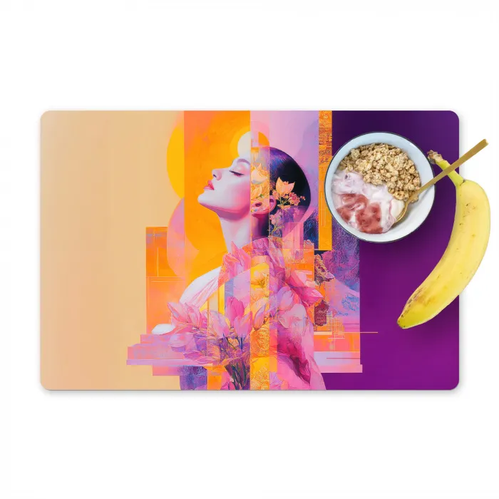 Abstract - Portret - Vrouw - Kleurrijk Placemat vinyl groot -zzzproduct_Kitchenyeah-website