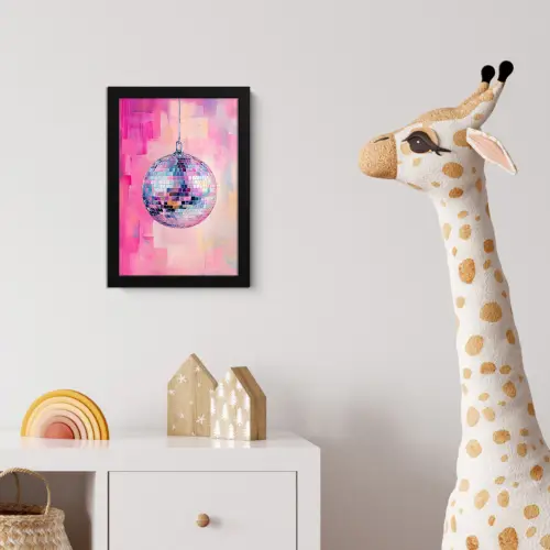 Discobal - Pink - Verf fotolijst zwart zonder passe partout klein -usfeer4_kinderkamer