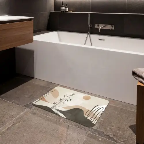 Japandi - Landschap - Beige Badmat klein -sfeer3