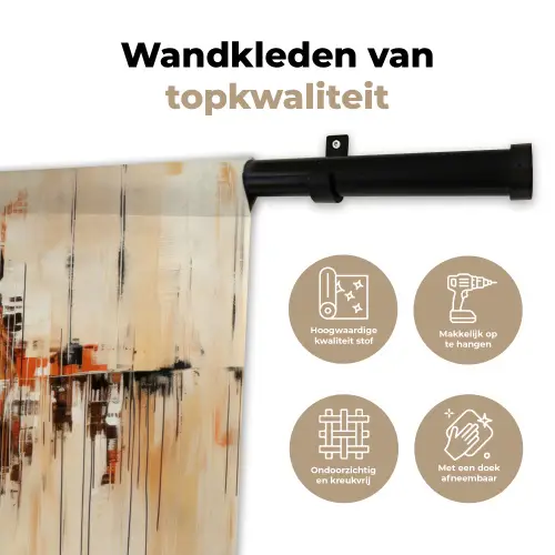 Leeuwenkop - Lijnen - Crème Wandkleed katoen klein -sfeer2