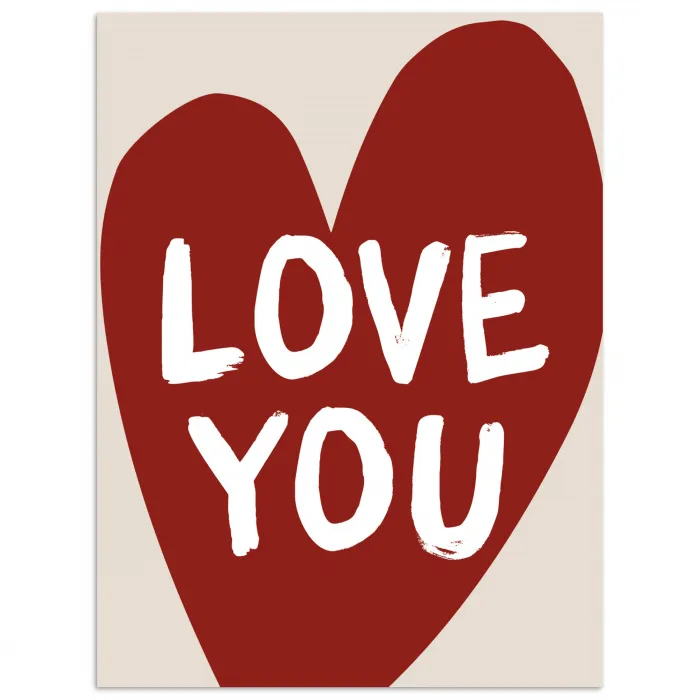Loveyou - Hart - Rood poster papier klein -3d