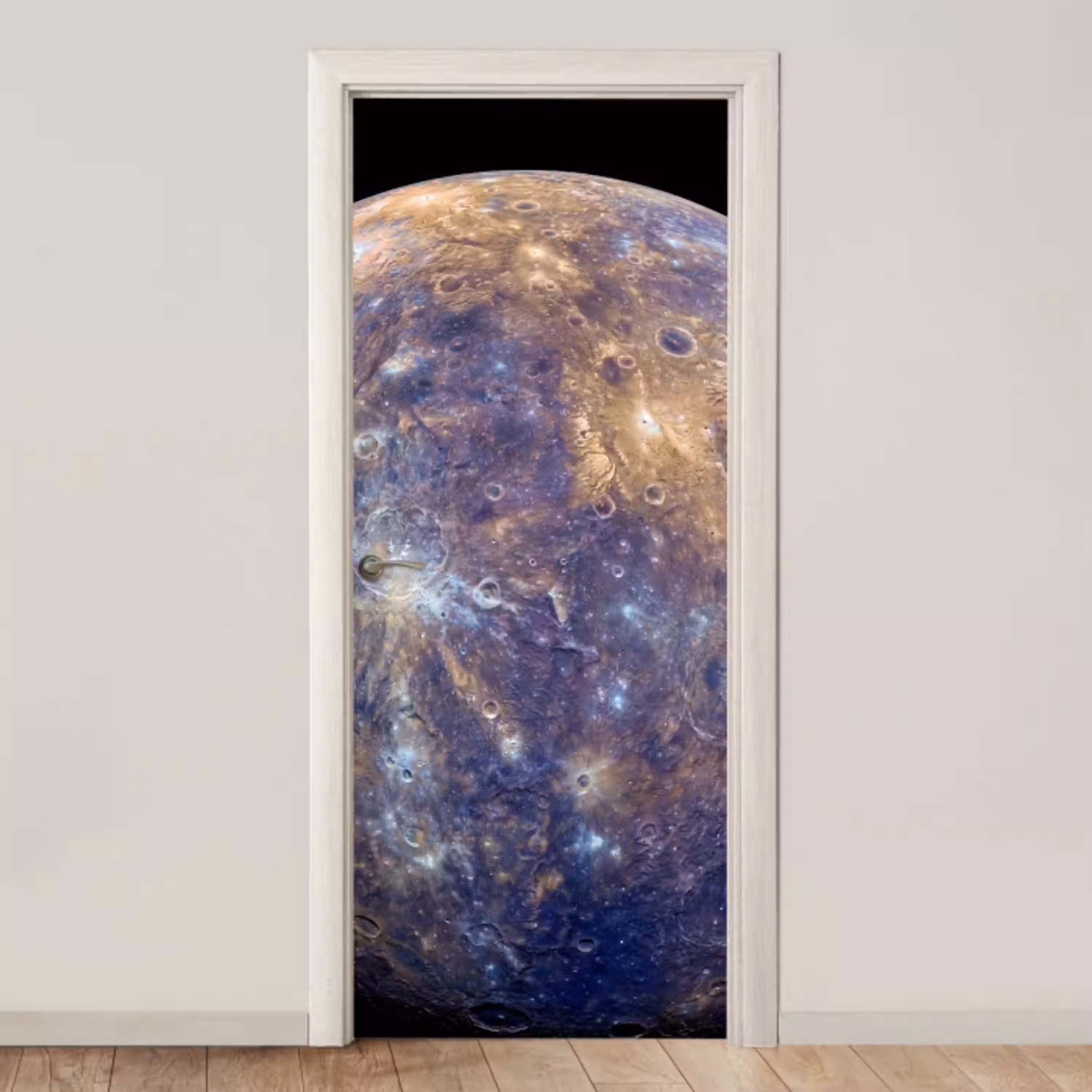 Planeet - Kraters - Ruimte deurposter klein -3d_beige