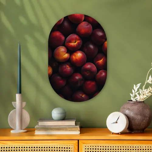 Fruit - Close up - Nectarines Wandcirkel Ovaal Forex klein -sfeer2