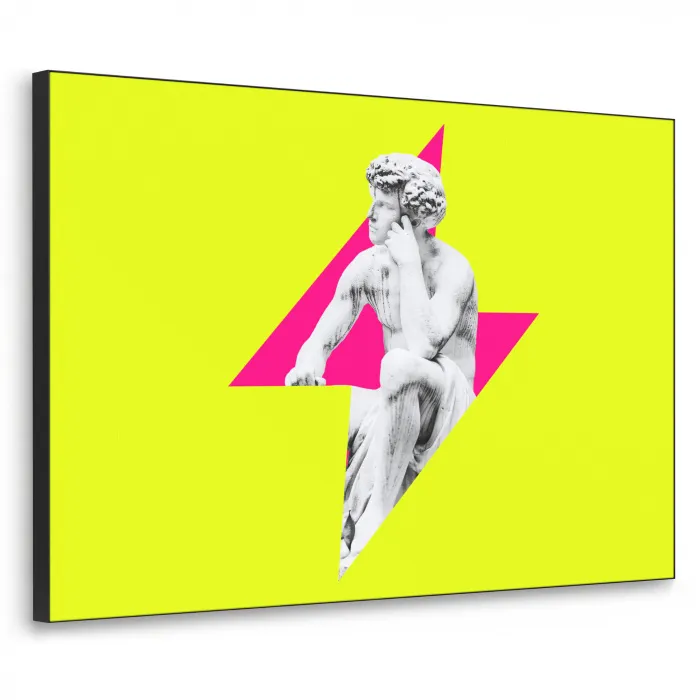 Beeld - Man - Bliksemschicht - Geel Textielframe zwart klein -3d