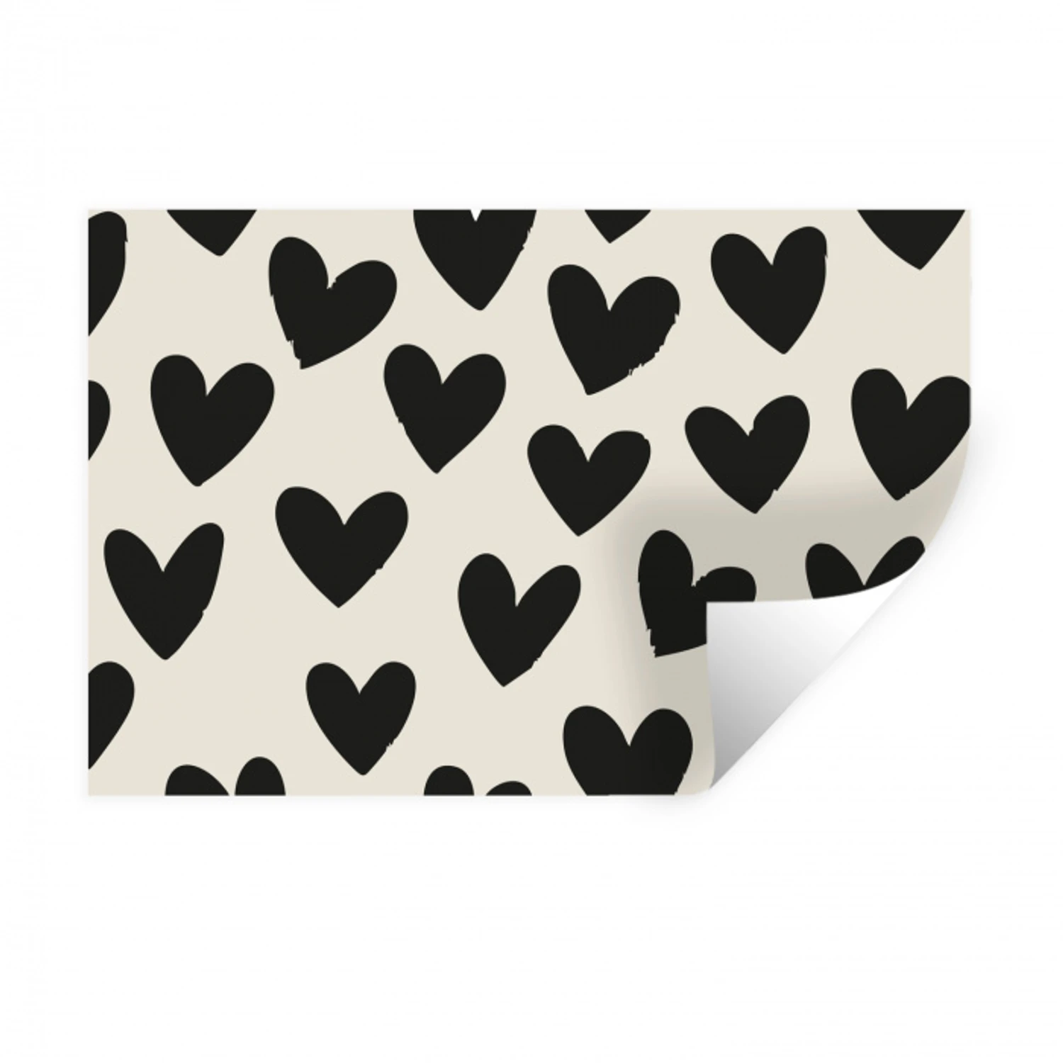 Hartjes - Zwart - Beige Muursticker klein -3d
