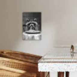 Wasbeer - Cute - Pasta - Tafelkleed - Zwart - Wit KitchenYeah - Keuken - Canvas klein -sfeer3